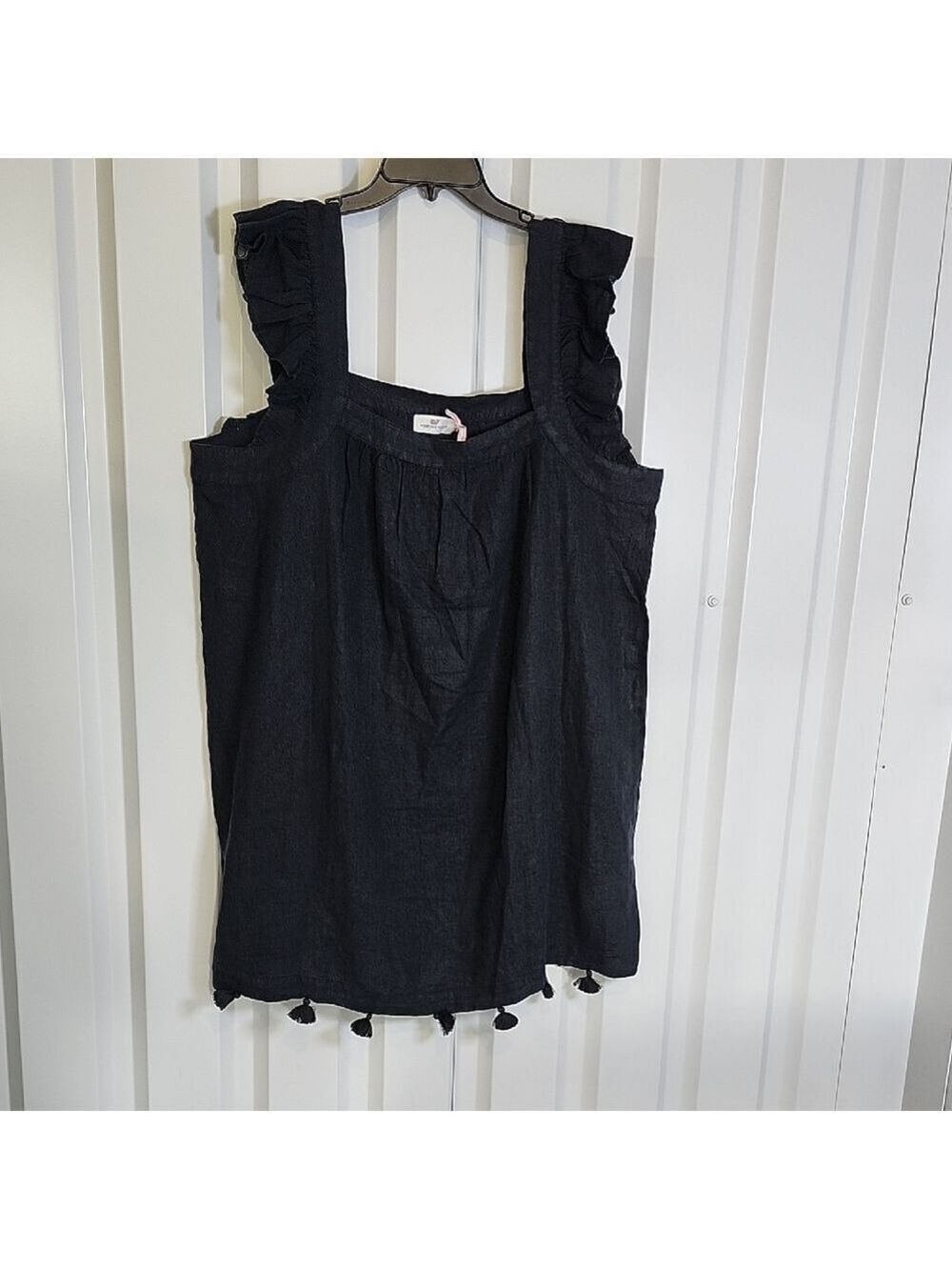 Vineyard Vines Women's Black Ruffle Linen Cover Up Tunic Size XXL NWT